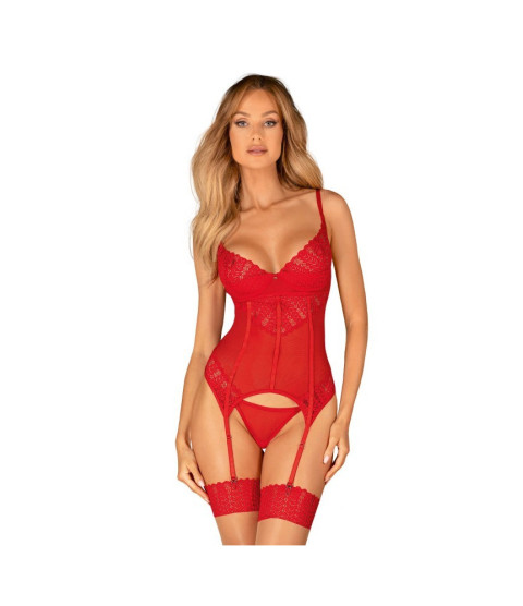 Ingridia corset et string - Rouge